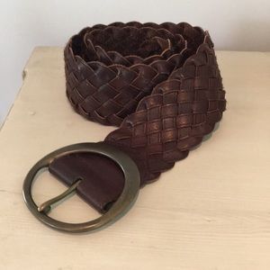 Banana Republic Wide Brown Leather Braided Belt XS
